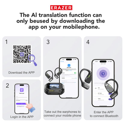 AI Translator Earbuds Erazer XP6 Wireless Bluetooth Gaming Headphones – Waterproof AI Translation Earbuds with APP Control, Deep Bass Sound & Microphone
