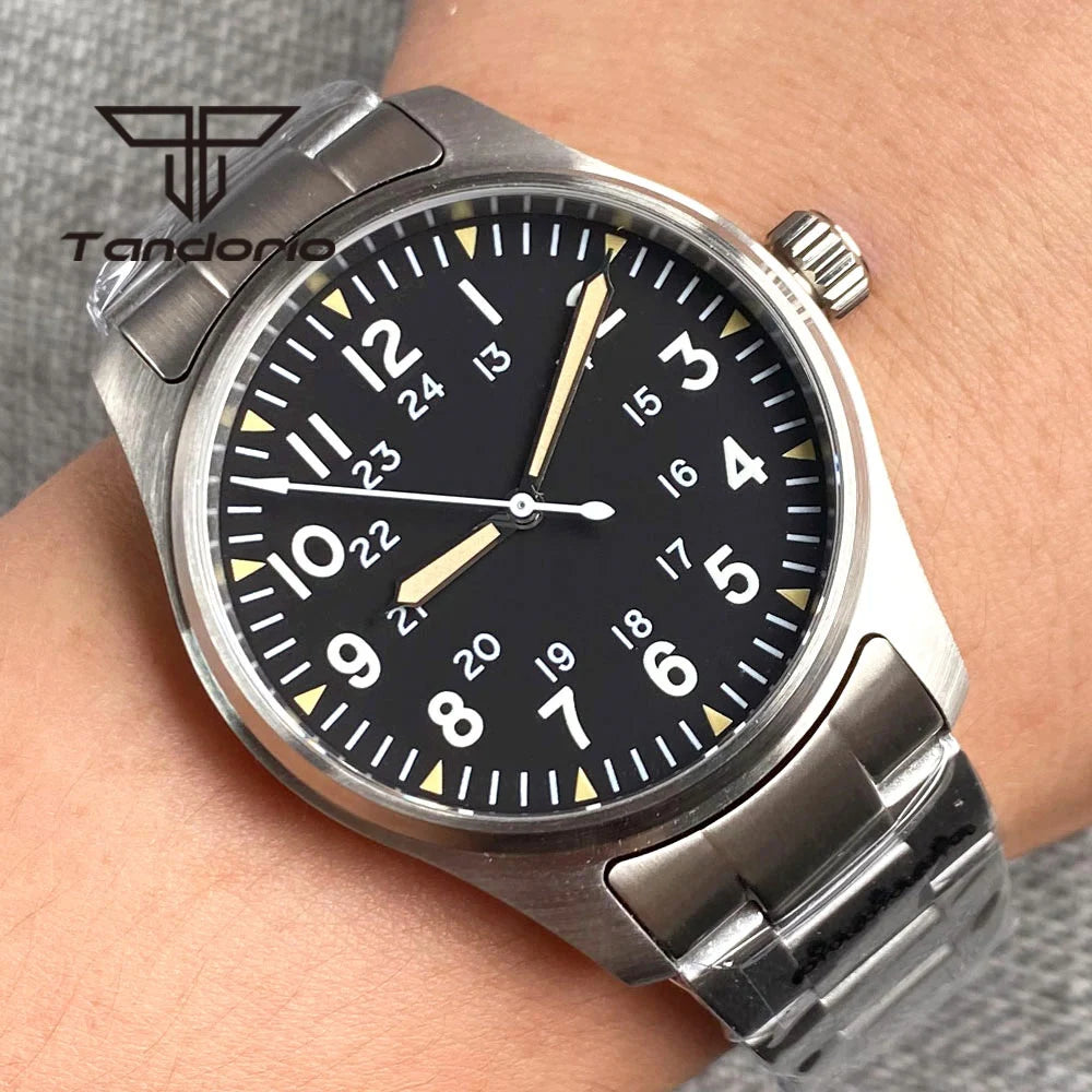 Tandorio 39mm Diving Pilot Automatic Watch for Men NH35/PT5000/Miyota8215 Movement AR Sapphire Crystal 20BAR Waterproof Luminous