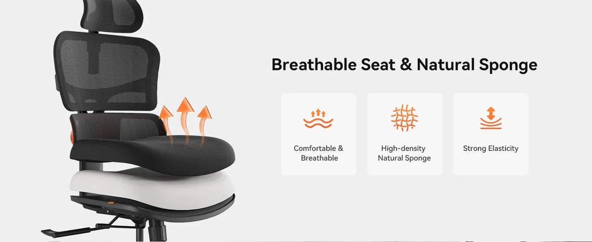 NEWTRAL NT001 Ergonomic Office Chair with Adaptive Lumbar Support, Adjustable Backrest, 3D Armrests, Headrest & Reclining Design