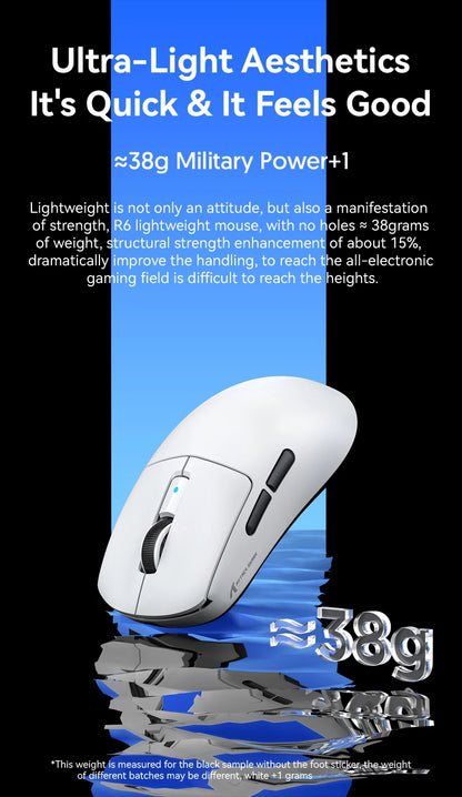 Mouse gaming wireless ATTACK SHARK R6 PAW3950MAX, polling 8Khz, ultraleggero 39g, MCU Nordic 52840, microswitch ottici Omron