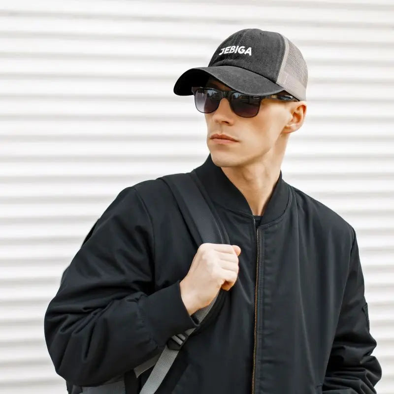 Jebiga Brate Print Vintage Mesh Baseball Cap Low Profile Trucker Hat for Men Breathable Cotton Summer Cool Hat Outdoor Ball Cap