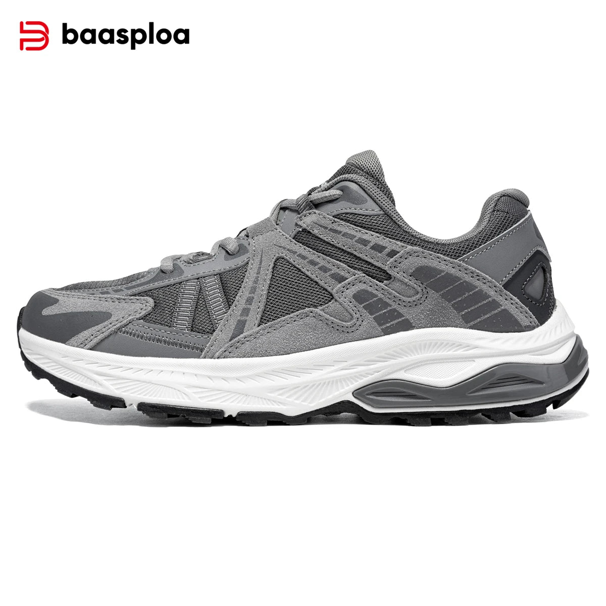 Baasploa New Men Running Shoes Outdoor Casual Lightweight Breathable Sneakers Male Cushioning Non-Slip Vintage Sports Shoes