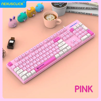 NexusClick Wireless Gaming Office Keyboard & Mouse Set Smart Power Saving Full Size 104 Keys 1600DPI Adjustable USB for Laptop PC
