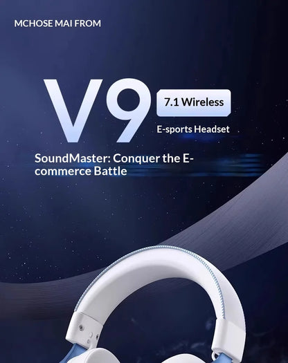 MCHOSE V9 Pro Wireless Gaming Headset with Microphone, Bluetooth Three Mode Gamer Headphones, ANC Noise Cancelling PC Gaming Headset
