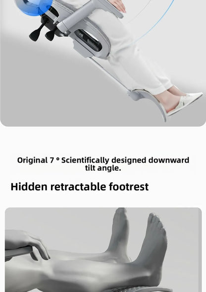Nastavitelná ergonomická kancelářská židle ze síťoviny, prodyšná počítačová židle s vysokým opěradlem, 6D bederní opěrkou a výsuvnou podnožkou