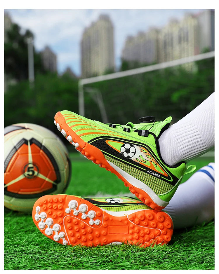 Children's Rotating Buckle Sneaker Students Competition Training Football Shoes Fashionable Lightweight Anti slip Footwear