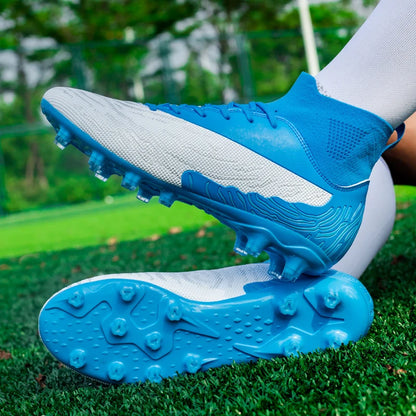Black Men Soccer Shoes AG/FG Cleats Training Football Boots For Men High Ankle Sport Shoes Kids Adults Sneakers 35-45