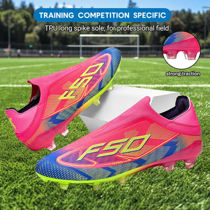 AG/FG Firm Ground Soccer Cleats for Men Women Kids Youth PU Fabric Rubber Sole Non-Slip Wear-Resistant Training Boots
