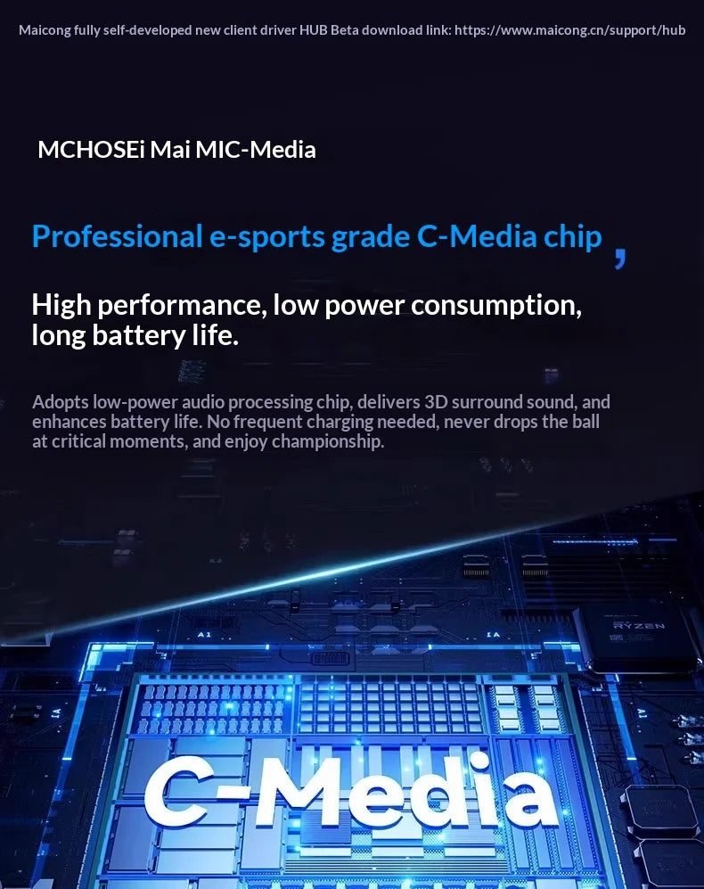 MCHOSE V9 Pro Wireless Gaming Headset with Microphone, Bluetooth Three Mode Gamer Headphones, ANC Noise Cancelling PC Gaming Headset