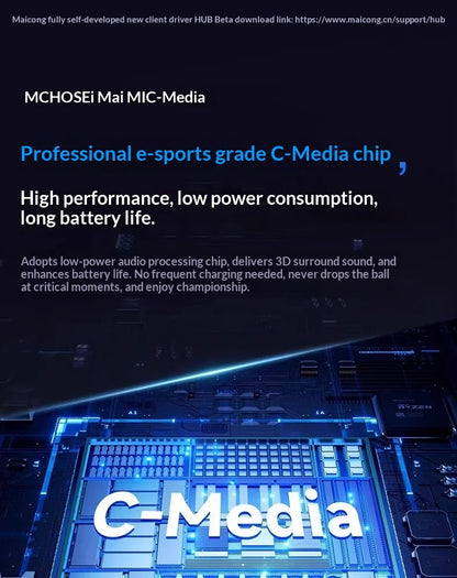MCHOSE V9 Pro Wireless Gaming Headset with Microphone, Bluetooth Three Mode Gamer Headphones, ANC Noise Cancelling PC Gaming Headset