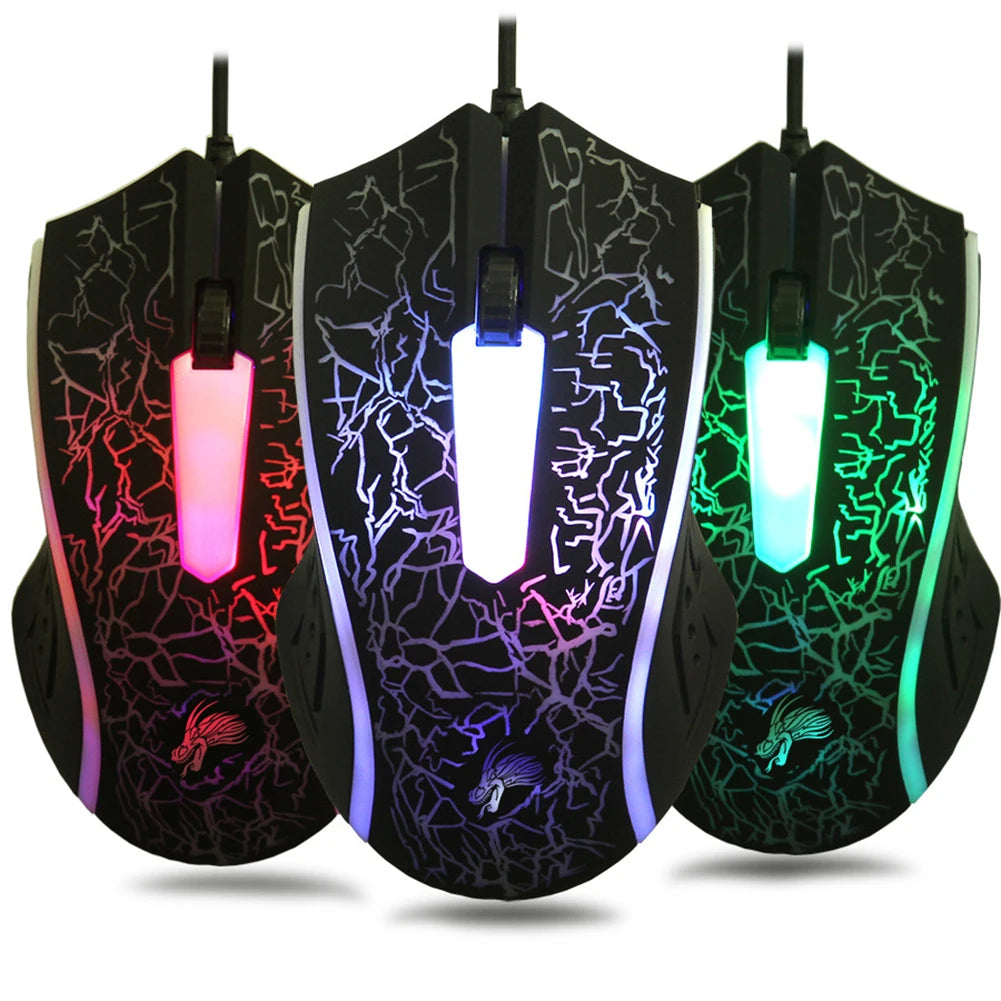 Ratón gaming con cable USB de 2400 DPI, ratón gaming profesional con retroiluminación LED, ratón ergonómico para PC, portátil y MacBook