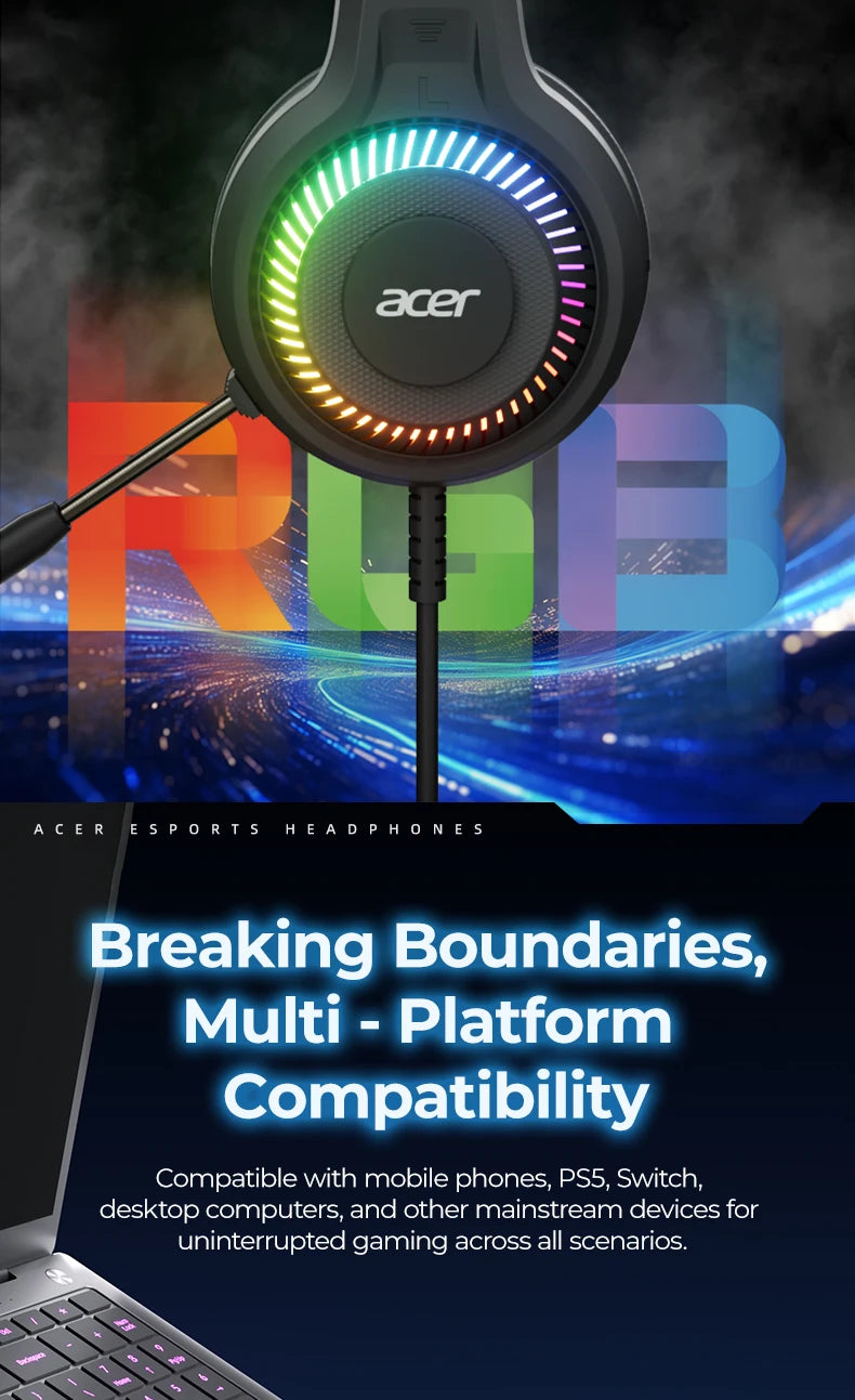 RGB Wired Gaming Earphones with Mic – Low Latency Surround Sound RGB Cool Lighting Gaming Headset with Noise Isolation & Comfort Fit