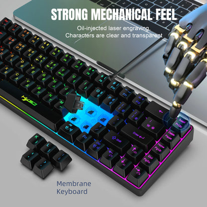 Tastiera gaming 68 tasti USB cablata portatile con retroilluminazione RGB 20, layout coreano, per laptop e computer Windows