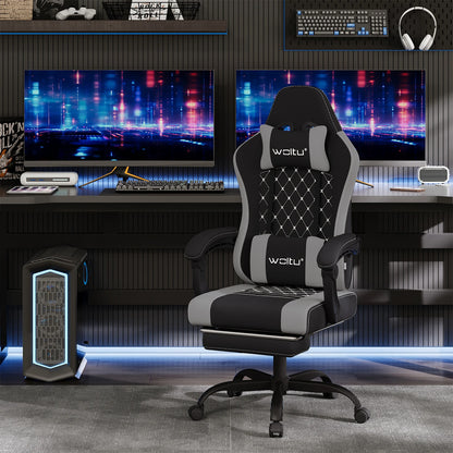 Cadeira de computador giratória WOLTU com função de massagem, cadeira de escritório ergonómica com almofada e apoio para os pés, cadeira gaming ajustável em altura