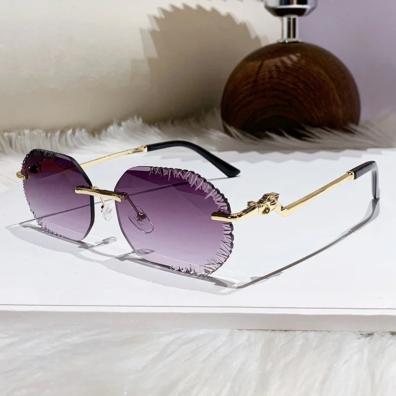 New Rimless Sunglasses Women Luxury Designer Brand Shades UV400 Vintage Metal Men Fashion Ladies Sun Glasses Frameless Shades