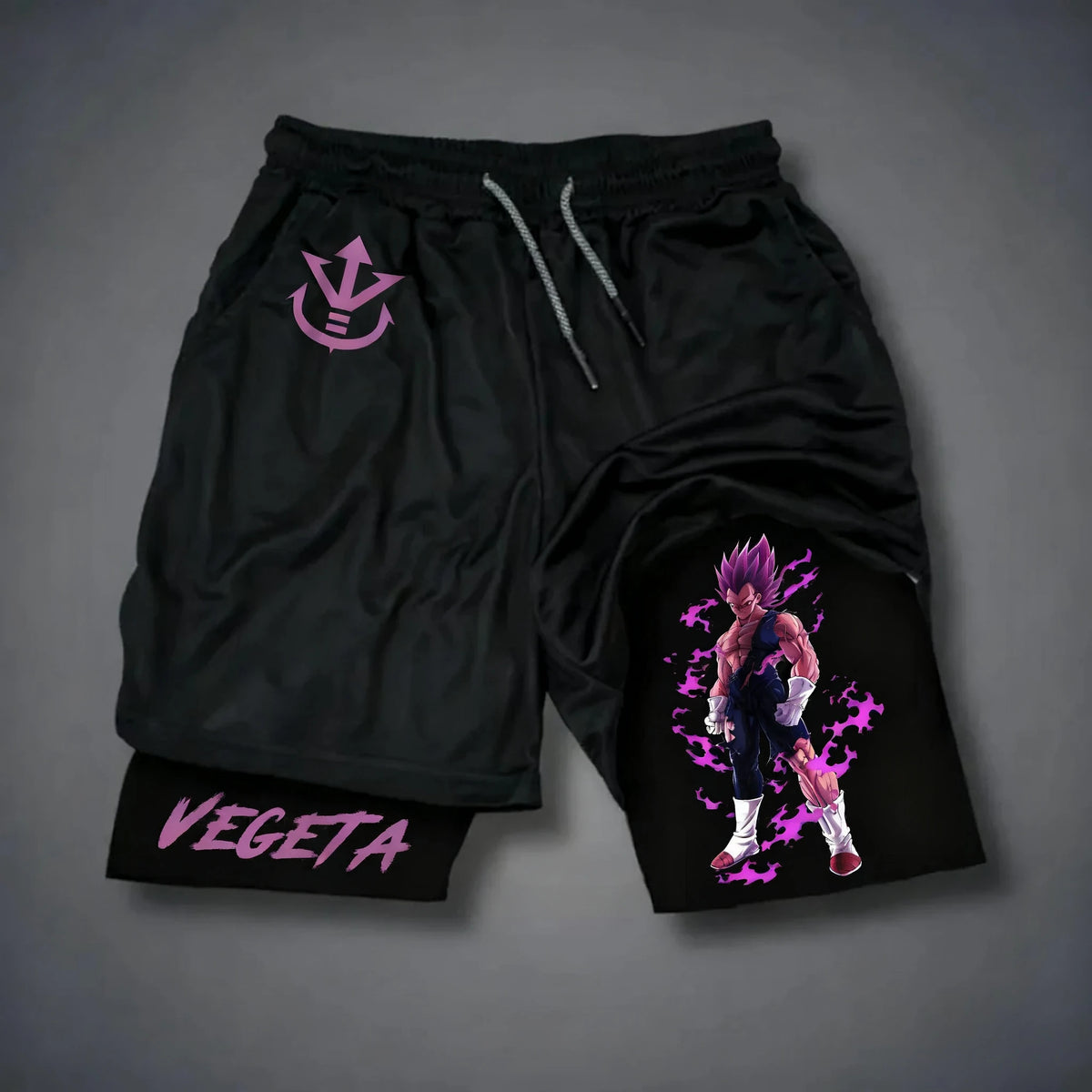 Dragon Ball Wukong Printed Double Layer Shorts for Men, Elastic Drawstring, Spring/Summer Breathable Sports and Fitness Shorts