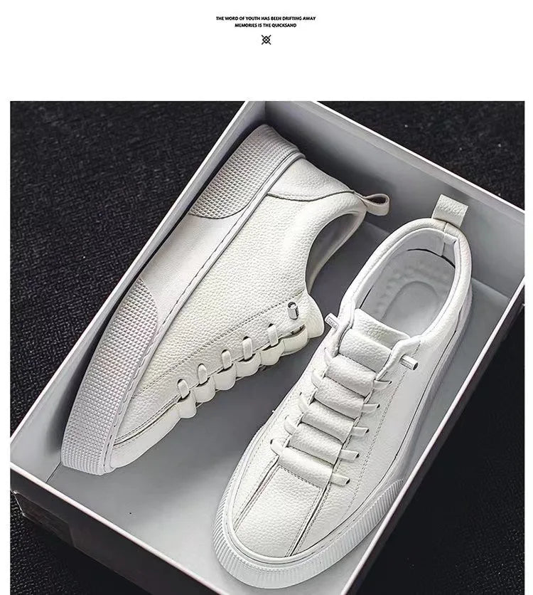 Men Sneakers Casual Shoes Men Flats Zapatillas Hombre Lightweight PU Leather Breathable Shoe Mens White Sports Tenis Shoes