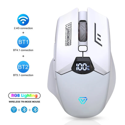 Ratón Bluetooth inalámbrico de doble modo con pantalla inteligente, carga silenciosa, para oficina, gaming, portátil y tablet, universal