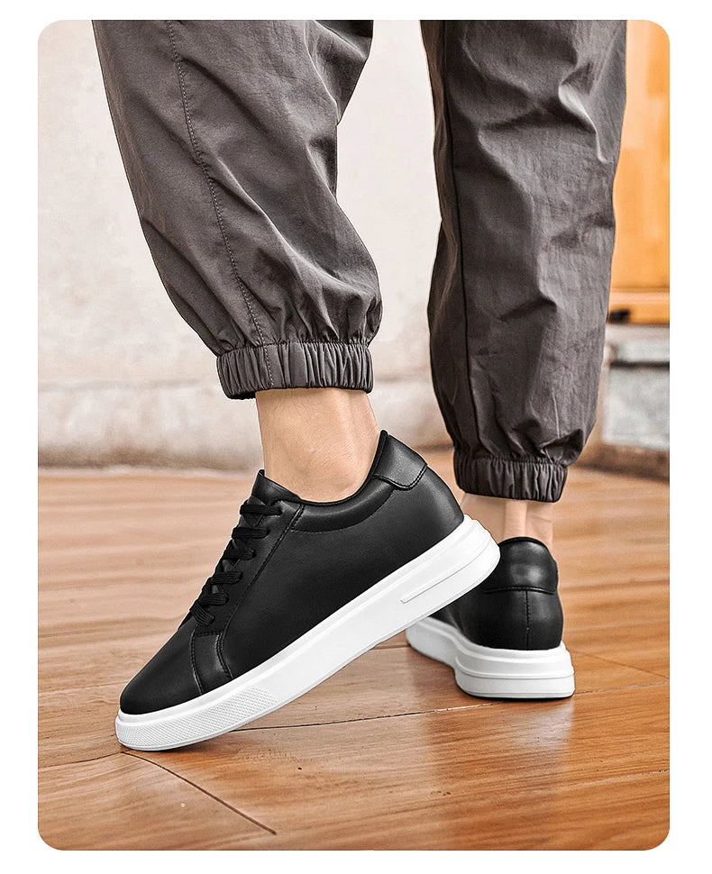 New  Men's Sneakers Elevator Shoes Heightening Height Increase Insole 6-10CM High Heels Shoes Leather Sport Shoes Men Shoes