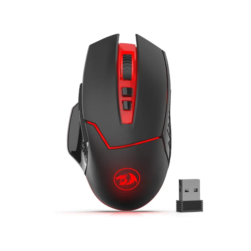 Ratón gaming inalámbrico Redragon M690-1 2.4Ghz con cambio de DPI, 2 botones laterales, 2400 DPI, diseño ergonómico, 8 botones - Negro