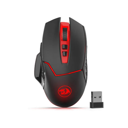 Ratón gaming inalámbrico Redragon M690-1 2.4Ghz con cambio de DPI, 2 botones laterales, 2400 DPI, diseño ergonómico, 8 botones - Negro