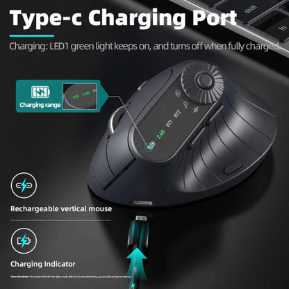 Ergonomic 2.4GHz Wireless BT RGB Mouse Dual Mode Laptop Desktop Office Silent Wireless Vertical Gaming Mouse