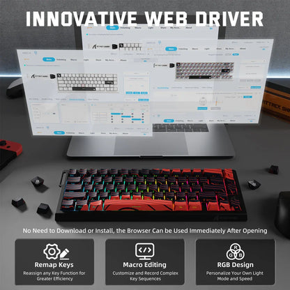 ATTACK SHARK X68PRO HE Wireless Rapid Trigger Gaming Keyboard, Magnetic Switch RGB Mechanical Keyboard, Tri-Mode Bluetooth/2.4GHz/Wired Hot-Swap Gaming Keyboard