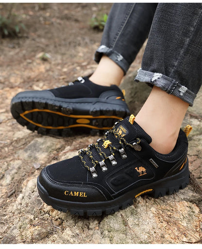 Classic Black Men's Hiking Shoes Outdoor Low Climbing Walking Shoes For Men Trekking Sneakers Non-Slip Mountaineering Shoes Man