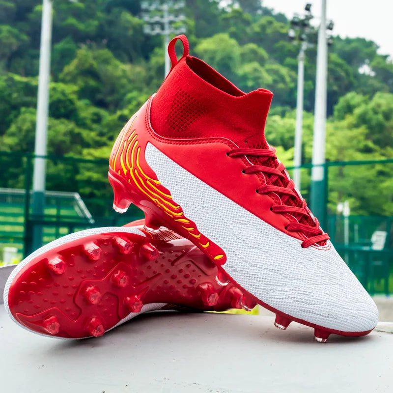 Black Men Soccer Shoes AG/FG Cleats Training Football Boots For Men High Ankle Sport Shoes Kids Adults Sneakers 35-45