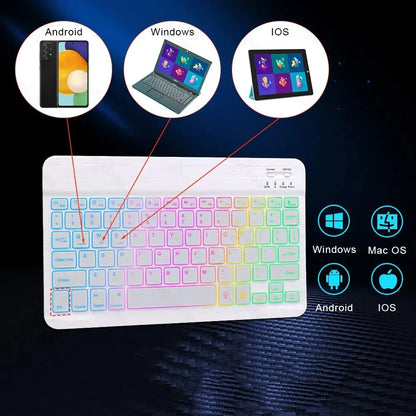 Mini Backlit RGB Bluetooth Wireless Keyboard 2.4G Mouse For Tablet Cell Phone Windows Android iOS Ultra Light Slim iPad Keyboard