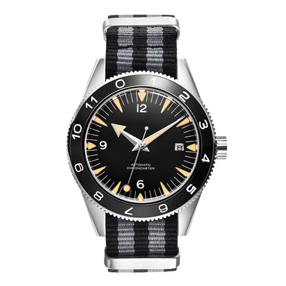 Relógio de homem automático japonês, com vidro de safira de 41 mm, resistente à água até 100 m, luminiscente e bracelete em nylon