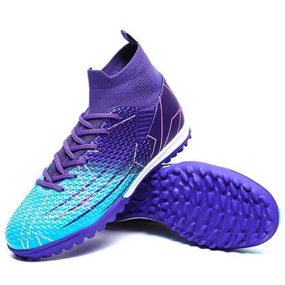 New Professional High Top Football Shoes Artificial Grass Leather Youth Students Training Soccer Shoes for Men And Women Sports