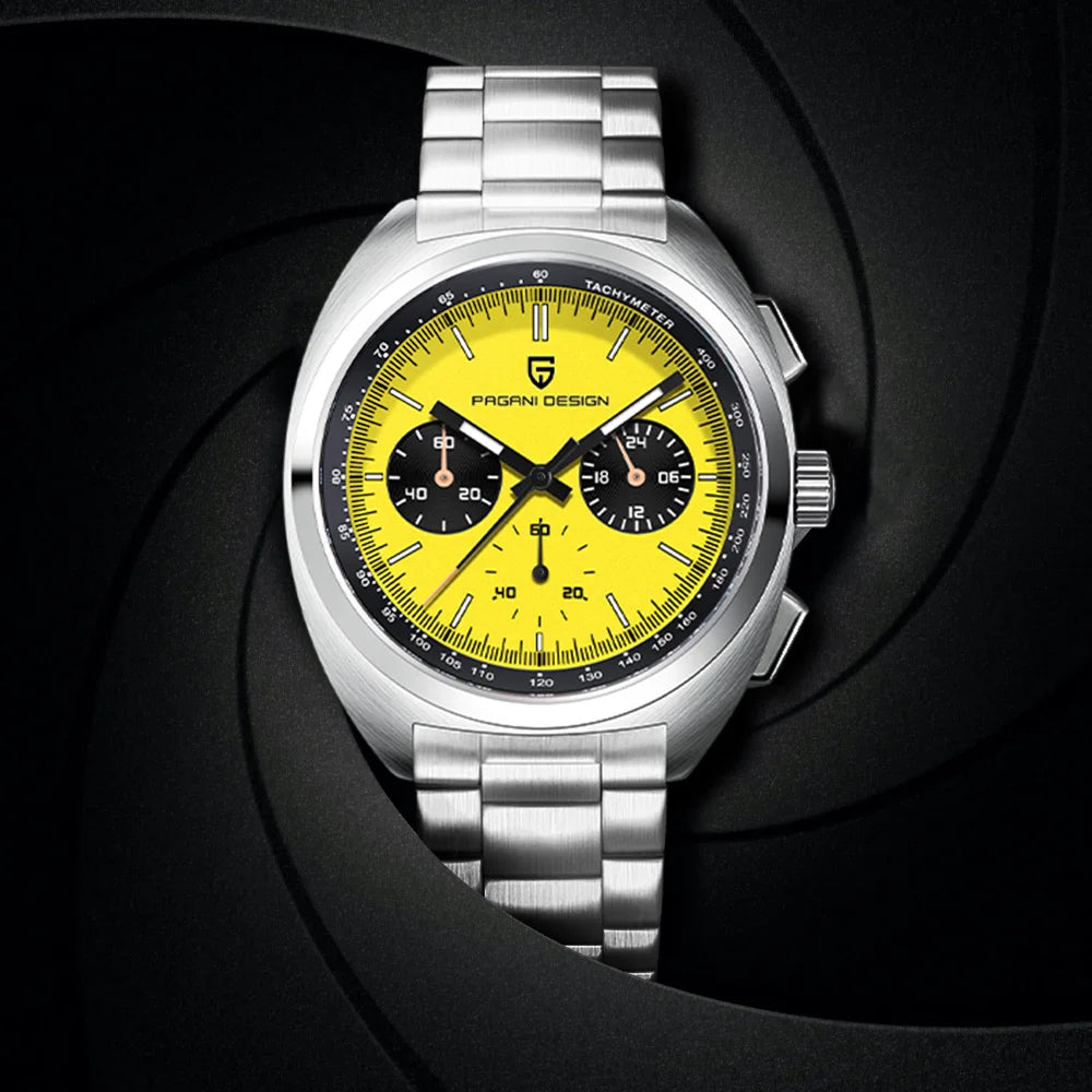 Pagani design2026fashion men's quartz watch top brand luxury sapphire VK63 men's chronograph all-steel diving relógios masculino