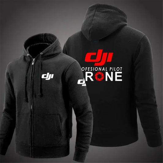 Dji Professional Pilot Drone Spring Autumn Casual Men's Solid Color Zipper Pullover Hoodie Coats Sportswear Fashion Long Sleeve, Produit gaming premium Fraquane, produits de luxe, nouvelle génération, équipement gamer