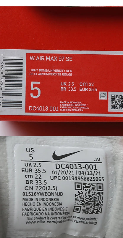 Nike genuine AIR MAX 97 women's low top air cushioned sports shoes DC4013-001