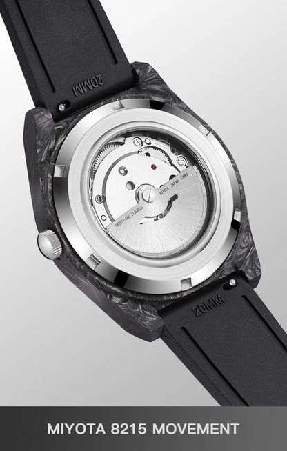 Leuchtende Automatikuhr aus Carbonfaser, 40 mm, Luxus-Taucheruhr, 100 m wasserdicht, Automatikuhr für Herren, Japan Miyota 8215 Uhrwerk