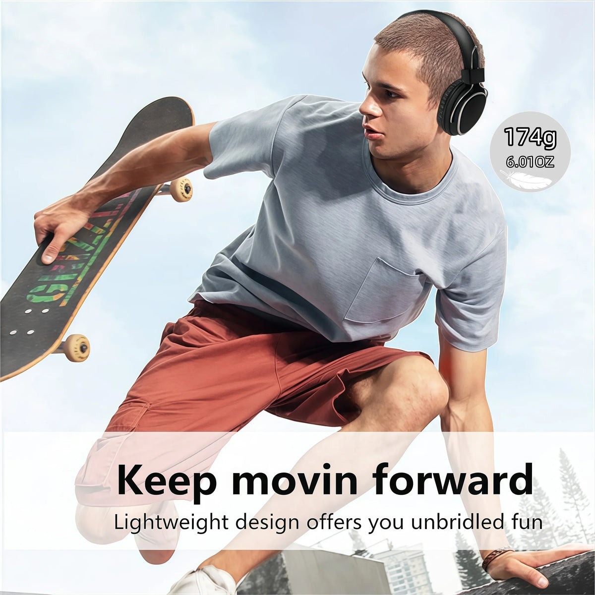 SODO SD-1004 Wireless Bluetooth 5.3 Headphones, Foldable HiFi Stereo Over-Ear Headphones with Mic, 40mm Driver, TF Card & FM Radio