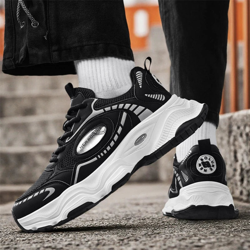 Mens Sports Shoes 2026 New Mesh Breathable Thick Sole Height Increasing Wear-resistant Daily Commuting Versatile Casual Sneakers