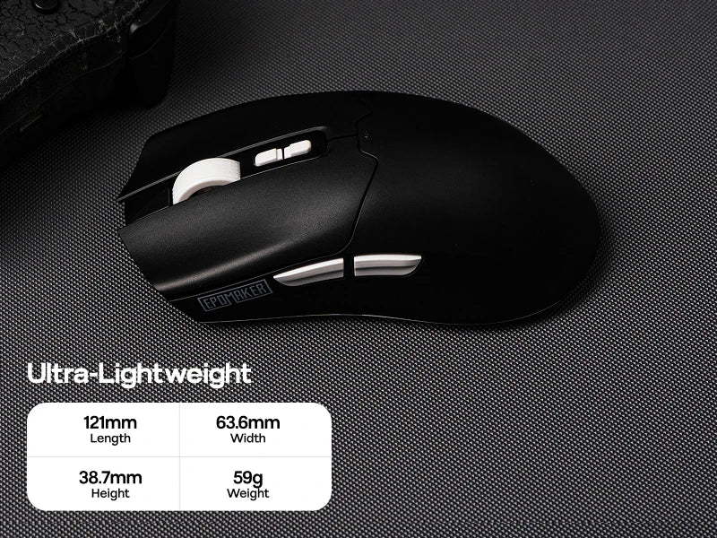 Mouse da gaming EPOMAKER Click Lite cablato/BT/wireless 2.4GHz con sensore PAW3311, da 800 a 24000 DPI e batteria da 500mAh per PC/Mac/Linux