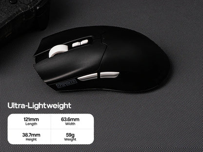 Mouse da gaming EPOMAKER Click Lite cablato/BT/wireless 2.4GHz con sensore PAW3311, da 800 a 24000 DPI e batteria da 500mAh per PC/Mac/Linux