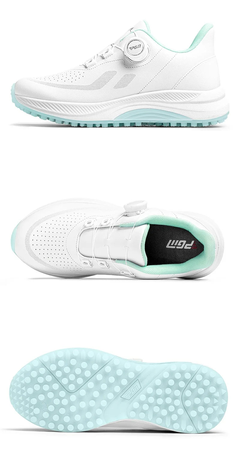 PGM Women Golf Shoes Summer Breathable Knob Shoelaces Height Increase Anti Slip Korean Outdoor Sports Sneakers XZ417