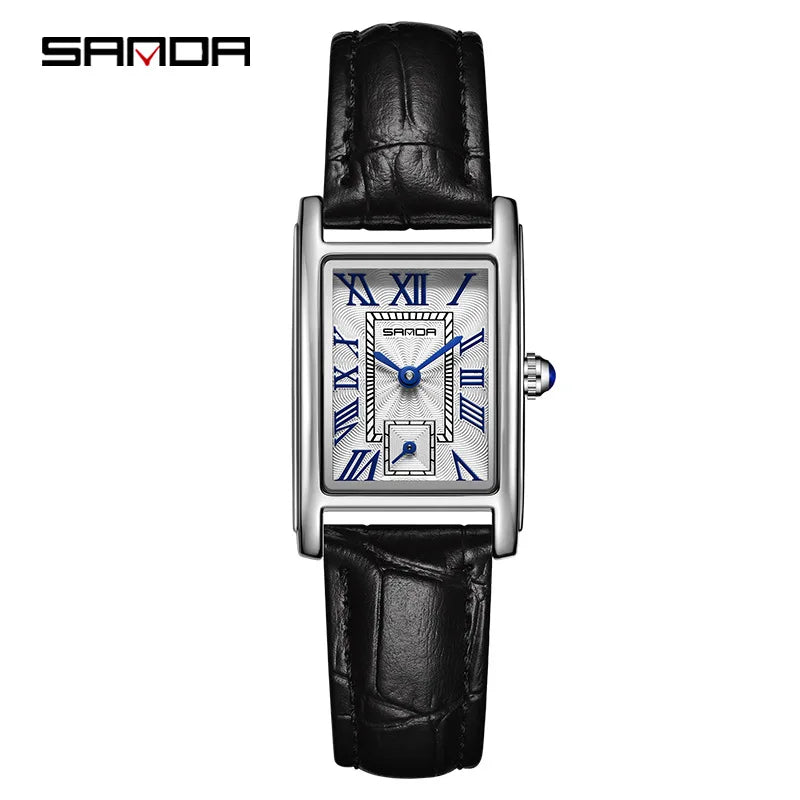 SANDA 1116 Women’s Elegant Quartz Watch  Rectangle Dial, Water Resistant & Business Design