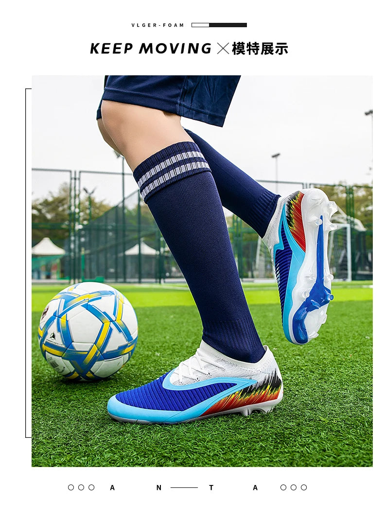 New Men Football Boots Shoes Soccer Match Training Soccer Shoes Non-Slip Cleats Long Spikes FG Ultralight Outdoor Drop Shipping