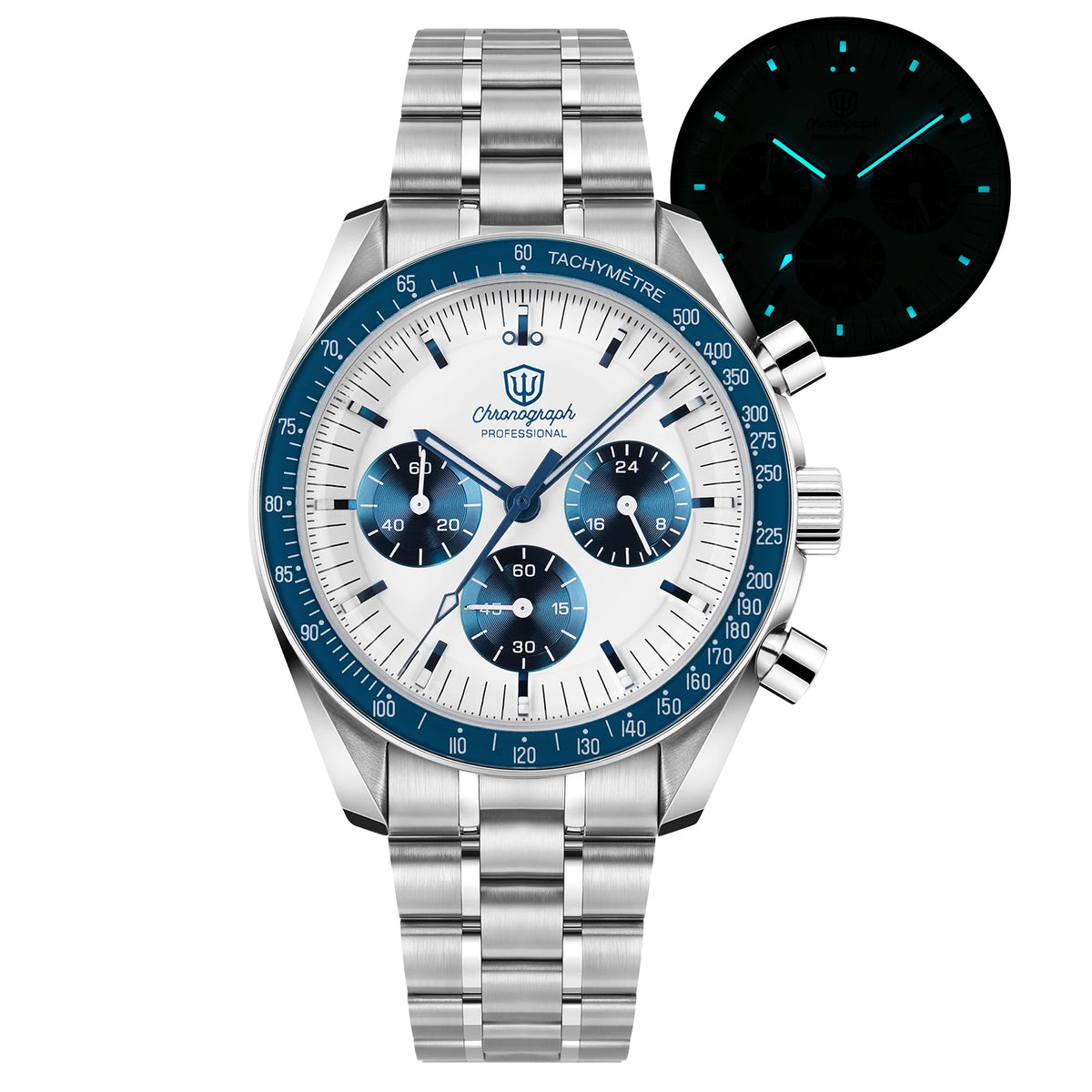 Watchdives WD1863 39mm Watch VK63 Quartz Chronograph Movement BGW9 Luminous 10Bar Waterproof 39mm Vintage Watches