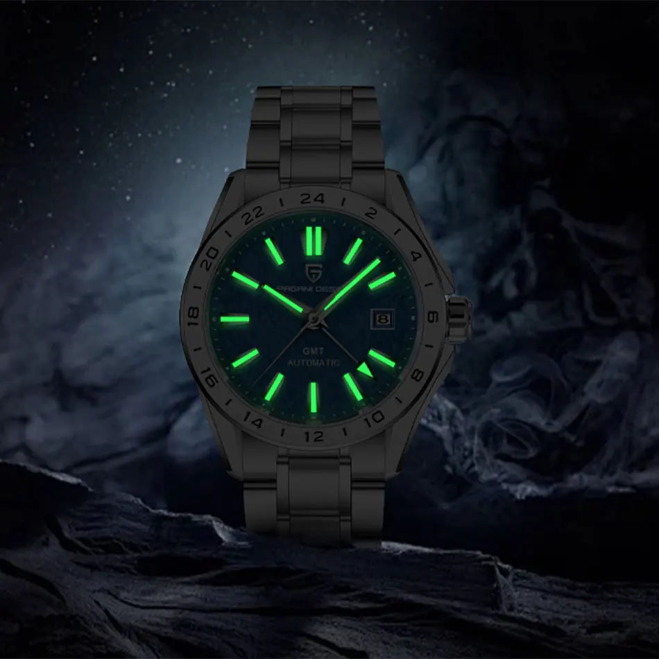 PAGANI DESIGN Novos relógios mecânicos GMT para homem, resistentes à água até 100 m, com vidro de safira, relógio automático para homem PD-1792 Relógio Masculino