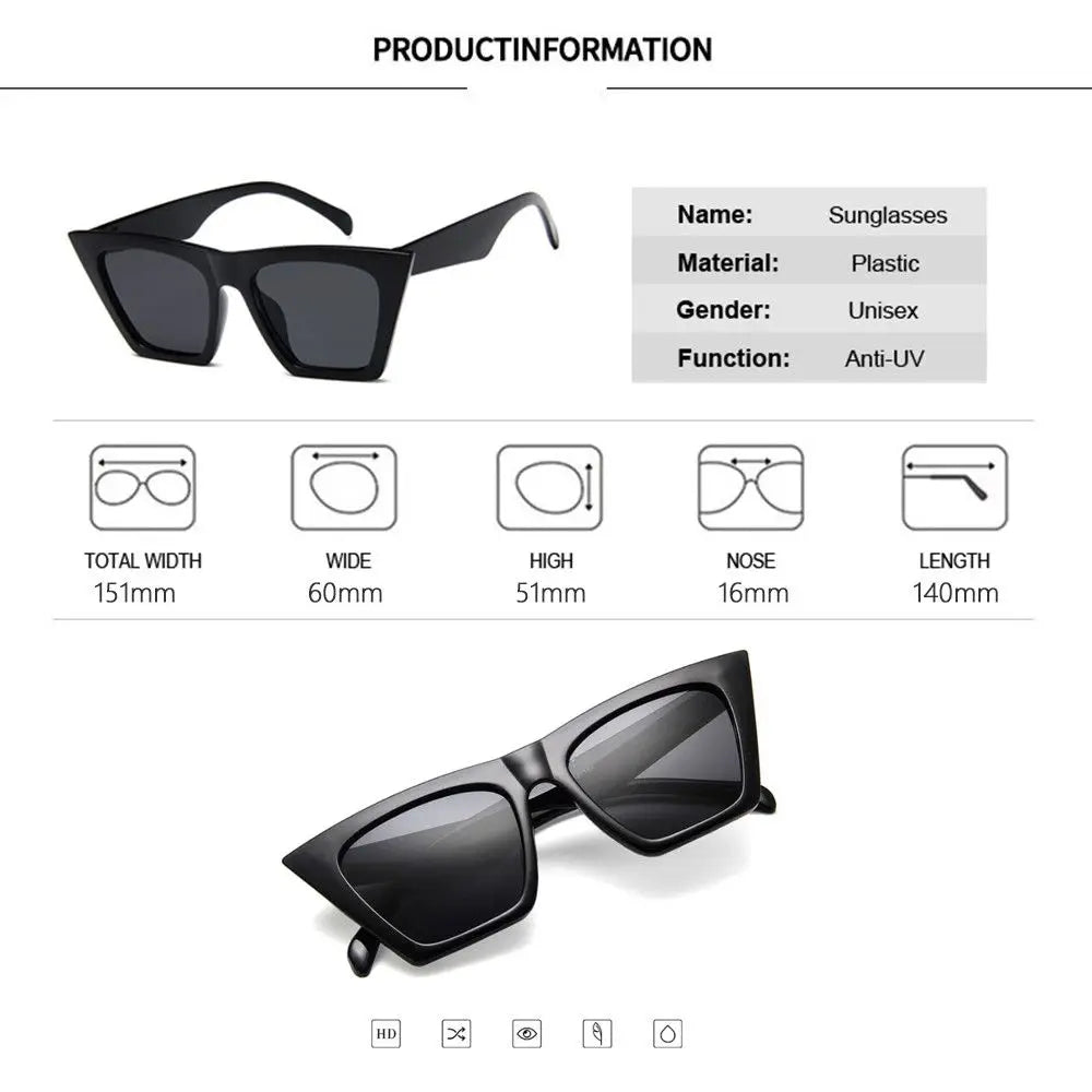 NEW Fashion Square Sunglasses Women Designer Luxury Man/Women Cat Eye Sun Glasses Classic Vintage UV400 Outdoor Oculos De Sol