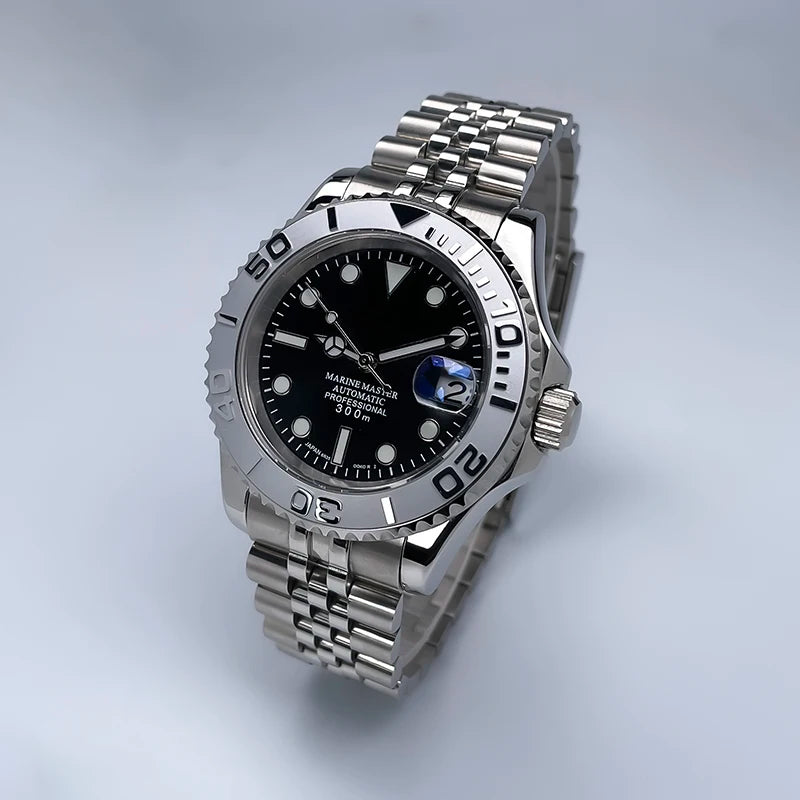 YM Style 40mm Men’s Automatic Watch Sapphire Crystal, Luminous Dial & Rotating Bezel with Jubilee Bracelet