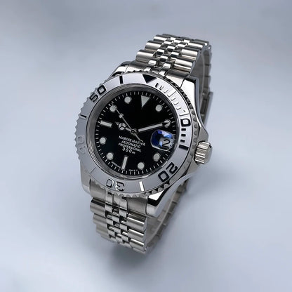 YM Style 40mm Men’s Automatic Watch Sapphire Crystal, Luminous Dial & Rotating Bezel with Jubilee Bracelet