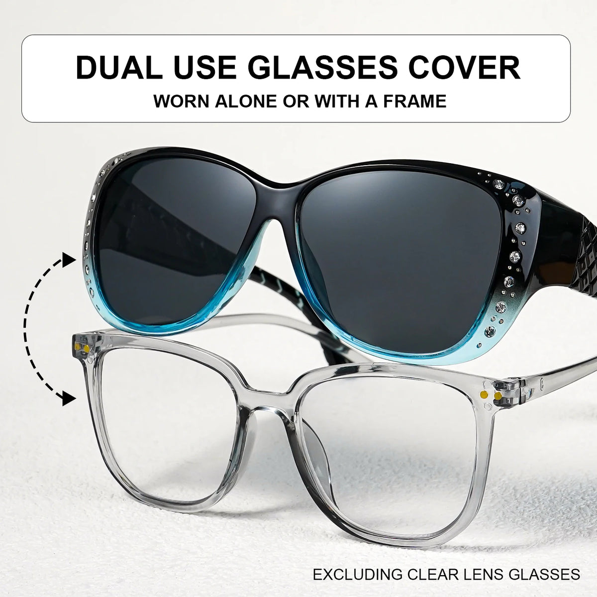 Rhinestone Fit Over Glasses Sunglasses Fashion Sun Glasses Fit Over GlitteringOversized Leopard Square Glasses