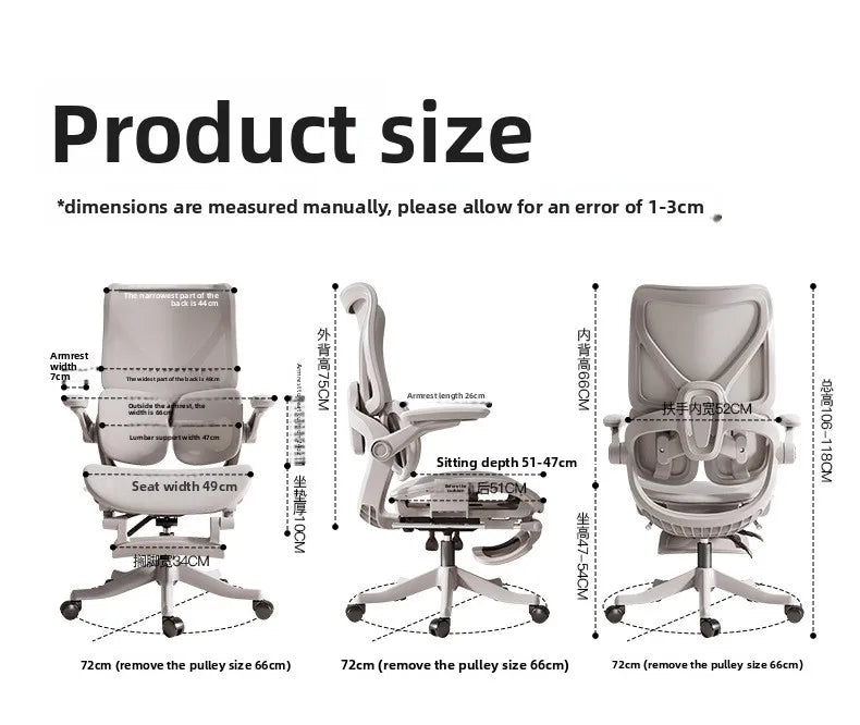 Ergonomic Office Chair with Floating Wing Lumbar Support, Adjustable Height Mesh Computer Chair, Swivel Rolling Office Chair for Home, Gaming & Office